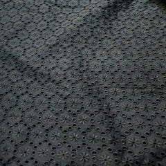 Black Hakoba Cotton Fabric with Floral Design