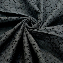 Black Hakoba Cotton Fabric with Floral Design