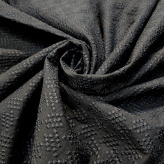 Black Chikankari Cotton Fabric with Floral Design