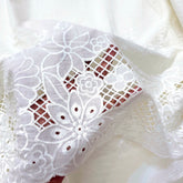 Off-White Cotton Fabric with Floral Cutwork Border