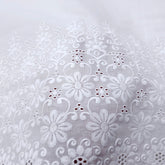 White Cotton Fabric with Floral Hakoba Border