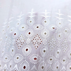 Off-White Cotton Fabric with all over Chikankari Butta Work & Floral Hakoba Border