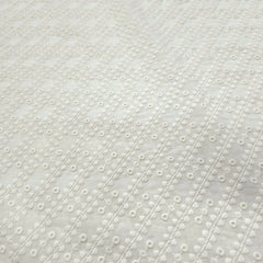 Off-White Color Chikankari Cotton Fabric with Diagonal Design