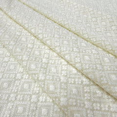 Cream Off-White Color Georgette Fabric with all over Chikankari Work