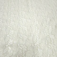 Cream Off-White Color Georgette Fabric with all over Chikankari Paisley Work