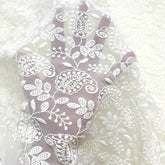 Cream Off-White Color Georgette Fabric with all over Chikankari Paisley Work