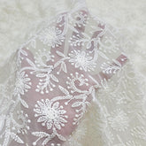 Cream Off-White Color Georgette Fabric with all over Floral Chikankari Work