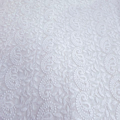 White Georgette Fabric with all over Chikankari Paisley Work