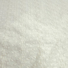 Cream Cotton Fabric with all over Floral Chikankari Work