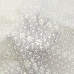 Cream Cotton Fabric with all over Floral Chikankari Work