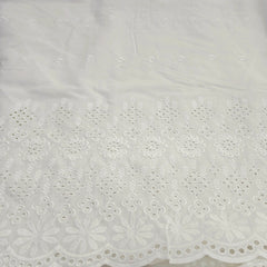 Off-White Cotton Fabric with all over Butta & Floral Cutwork Border