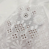 Off-White Cotton Fabric with all over Butta & Floral Cutwork Border