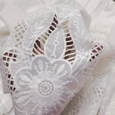 Off-White Cotton Fabric with all over Butta & Floral Cutwork Border