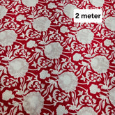 Red Printed Pure Cotton Piece 2 meter