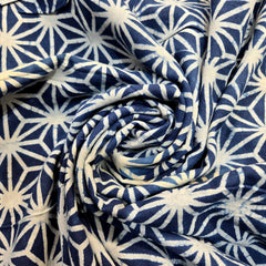 Indigo Block Printed Pure Cotton Piece 2.65 meter
