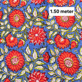 Blue Block Printed Pure Cotton Piece 1.50 meter