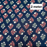 Navy Blue Printed Pure Cotton Piece 2 meter