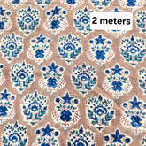 Light Brown Block Printed Pure Cotton Piece 2 meter