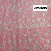 Baby Pink Embroidered Mulmul Cotton Piece 2 meter