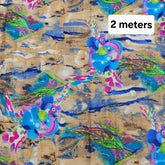 Abstract Print on Beige Cotton Piece 2 meter