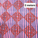 Lilac base Red Printed Pure Cotton Piece 2 meter