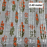 Light Grey Printed Pure Cotton with Linear Gota Work Piece 2.40 meter