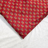 Digital Print Brick Maroon Cotton Fabric with Contrast Floral Design