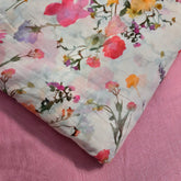 Digitally Printed Multicolor Floral Mal Cotton Fabric on Light Peachy Pink Base