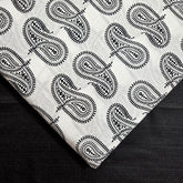 Warli - Digitally Printed Cotton Fabric with Paisley motif on White Base