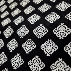 Warli - Digitally Printed Cotton Fabric with Floral motif on White Base