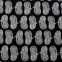 Warli - Digitally Printed Cotton Fabric with Paisley motif on White Base