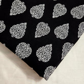 Warli - Digitally Printed Cotton Fabric with Floral motif on White Base