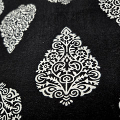 Warli - Digitally Printed Cotton Fabric with Floral motif on White Base