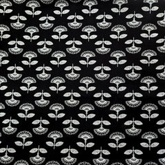 Warli - Digitally Printed Cotton Fabric with Floral motif on White Base