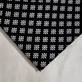 Warli - Digitally Printed Cotton Fabric with Floral Motif on Black Base