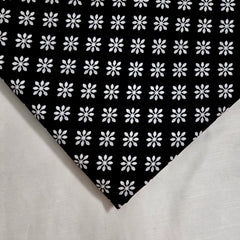 Warli - Digitally Printed Cotton Fabric with Floral Motif on Black Base