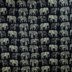 Warli - Digitally Printed Cotton Fabric with Elephant Motif