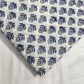 Digitally Printed Blue Flowers on Off-white Mal Cotton Fabric