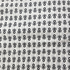 Warli - Digitally Printed Cotton Fabric with Floral Butta motif on White Base