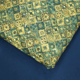 Mehek Mosaic Print on Olive & Teal Green Tones Cotton Fabric with Sequins