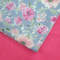 Nazneen Digital Floral Print on Light Powder Blue Cotton Fabric