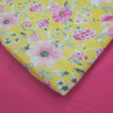 Nazneen Digital Floral Print on Lemon Yellow Cotton Fabric