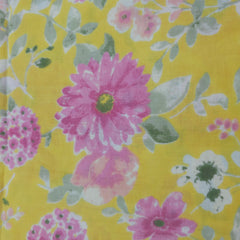Nazneen Digital Floral Print on Lemon Yellow Cotton Fabric