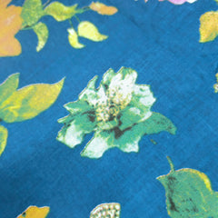 Nazneen Digital Floral Print on Sea Blue Cotton Fabric