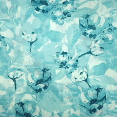 Bahaar Sky Blue Digital Floral Print Cotton Fabric