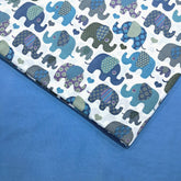 Gajraj Digitally Printed Blue Cotton Fabric with Elephant Motifs