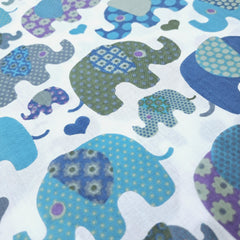 Gajraj Digitally Printed Blue Cotton Fabric with Elephant Motifs