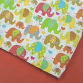 Gajraj Digitally Printed Colorful Cotton Fabric with Elephant Motif