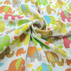 Gajraj Digitally Printed Colorful Cotton Fabric with Elephant Motif