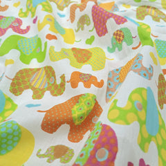 Gajraj Digitally Printed Colorful Cotton Fabric with Elephant Motif
